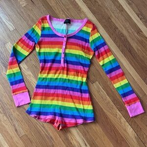 Colorful Rainbow Striped Long Sleeve Romper Club Exx L